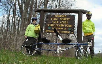Bicycling through forest and farmland